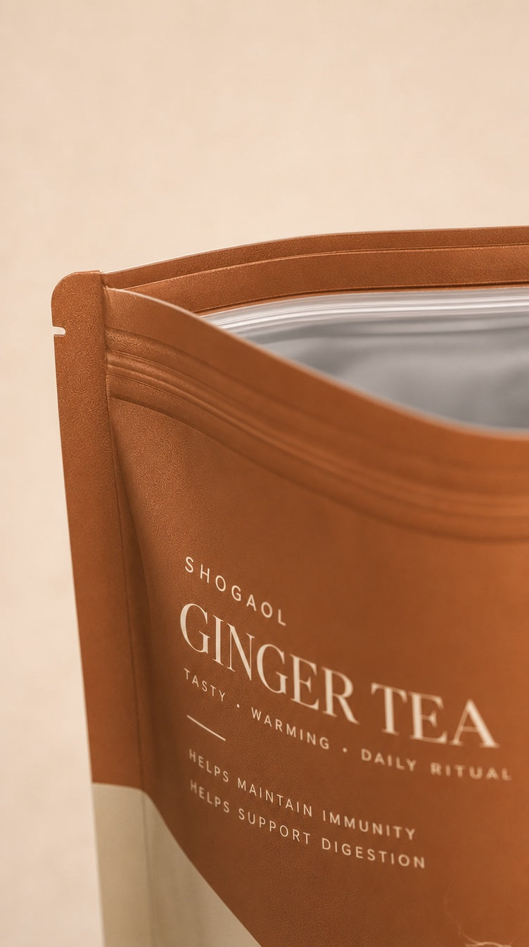 Ayven Ginger Tea pouch, close-up detail